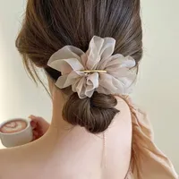 Big Spring Hair Claw Clips Women Metal Chiffon Flowers Ponytail Holder Hairpin Barrettes Fashion Girls Hair Accessories Hairgrip