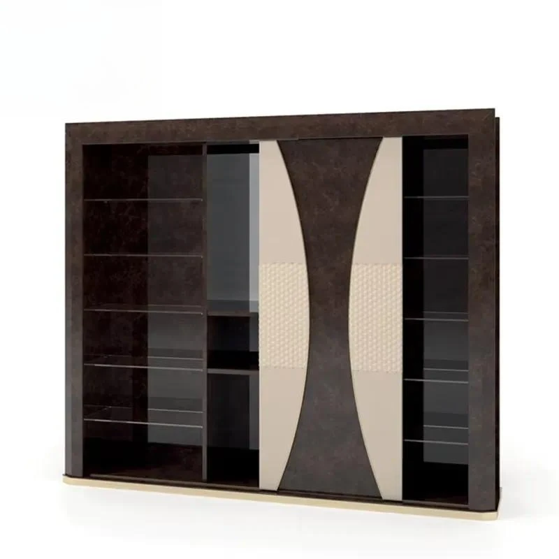 Fashion style antique steel bookcase storage cabinet wooden bookcase