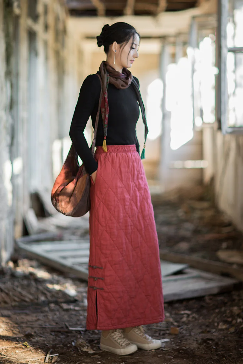 다이아몬드 퀼팅 겨울 스커트: 25가지 신상 라미-린넨, 따뜻하고 독창적인 여성 디자인.