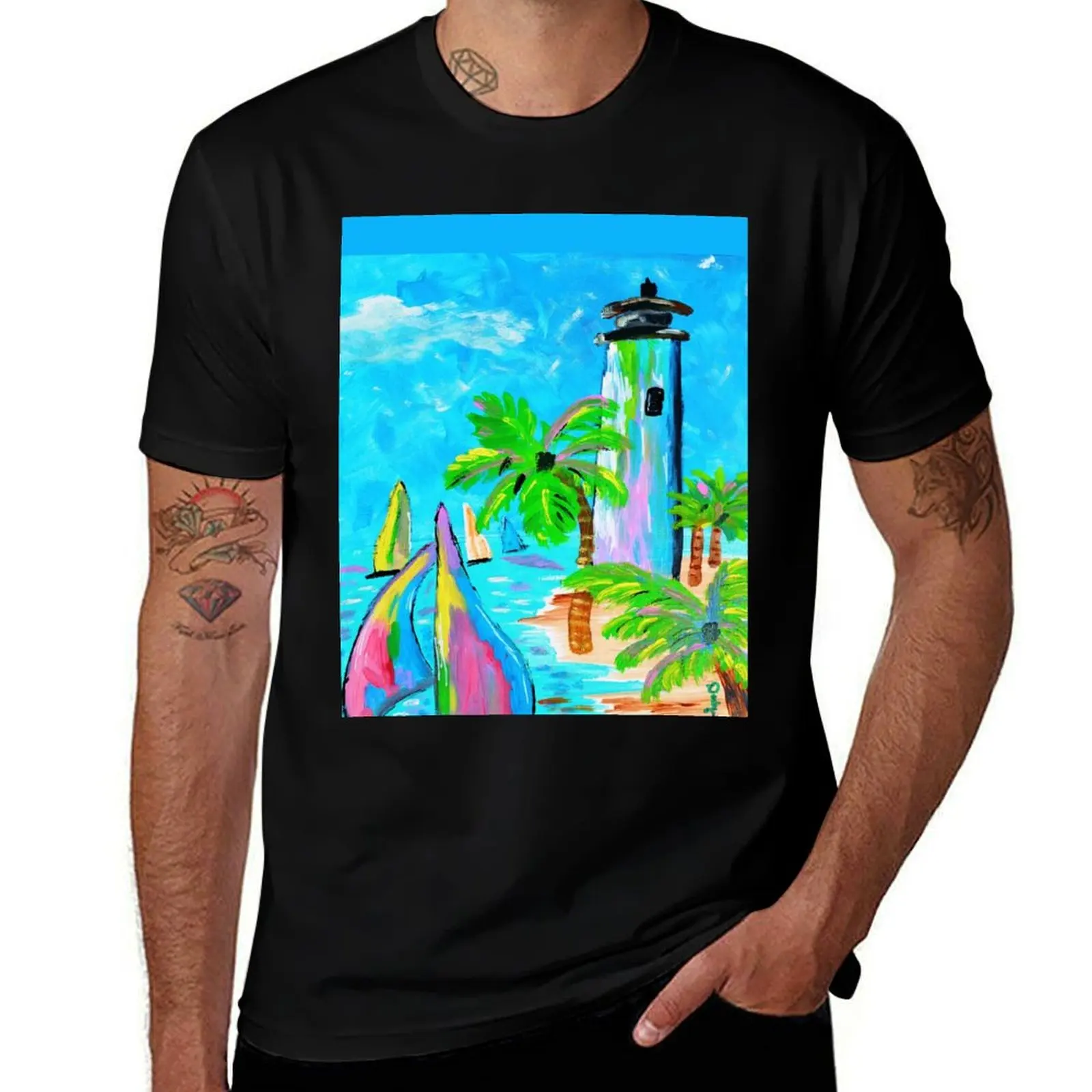 Colorful Lighthouse - Original artwork Dody Denman T-Shirt t shirt for man T-Shirt