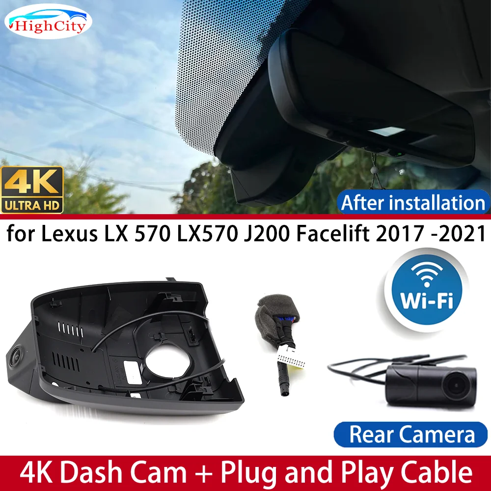Dash Cam for Lexus LX 570 LX570 J200 Facelift 2017-2021 4K UHD DVR Wifi Camera Video Recorder Driving Recorder Night Vision
