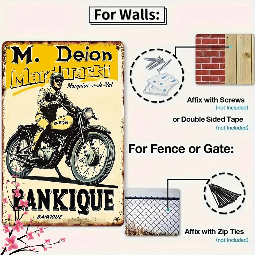 Vintage Motorcycle Metal Wall Art - Retro Tin Sign with 