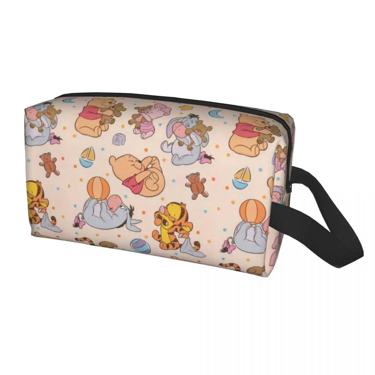 Bolsa de aseo personalizada Winnie Pooh Teddy Bear para mujer, organizador de maquillaje cosmético, caja de Kit de almacenamiento de belleza para