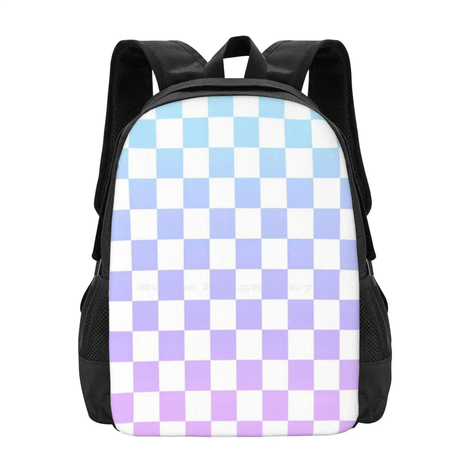 

Blue And Purple Checkered Pattern Hot Sale Schoolbag Backpack Fashion Bags Blue Checkered Pattern Purple Checkered Pattern