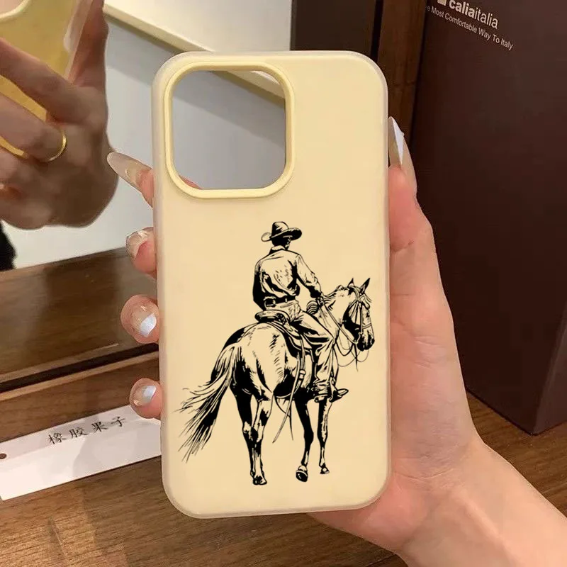 A Classic Cowboy Knight Design Case For iPhone 17 Air 16 15 Pro Max 16E 14 13 12 11 PRO XS XR 7 8 Plus 2 IN 1 Matte Clear Cover