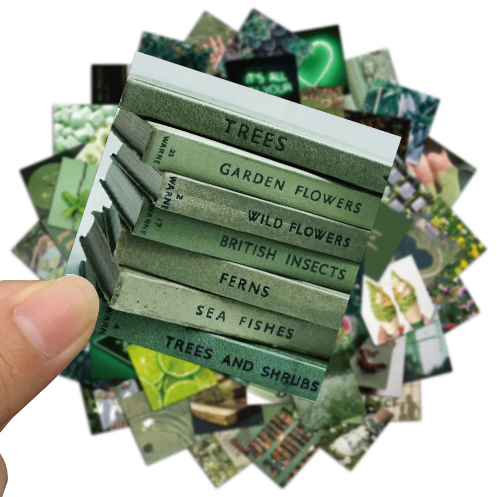 56PCS Green Landscape Art Fresh Hand Account Stickers Decoration Mobile Phone Laptop Luggage Waterproof Stickers