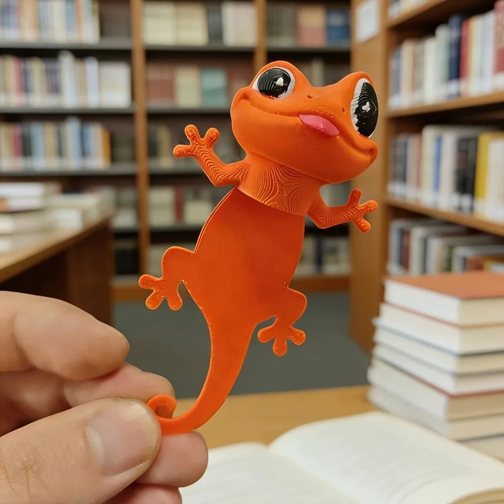 3D Printed Gecko Bookmark Cute Funny Big-Eyed Gecko Book Clip Multi-functional Quirky Reading Books Bookmark Students Supplies