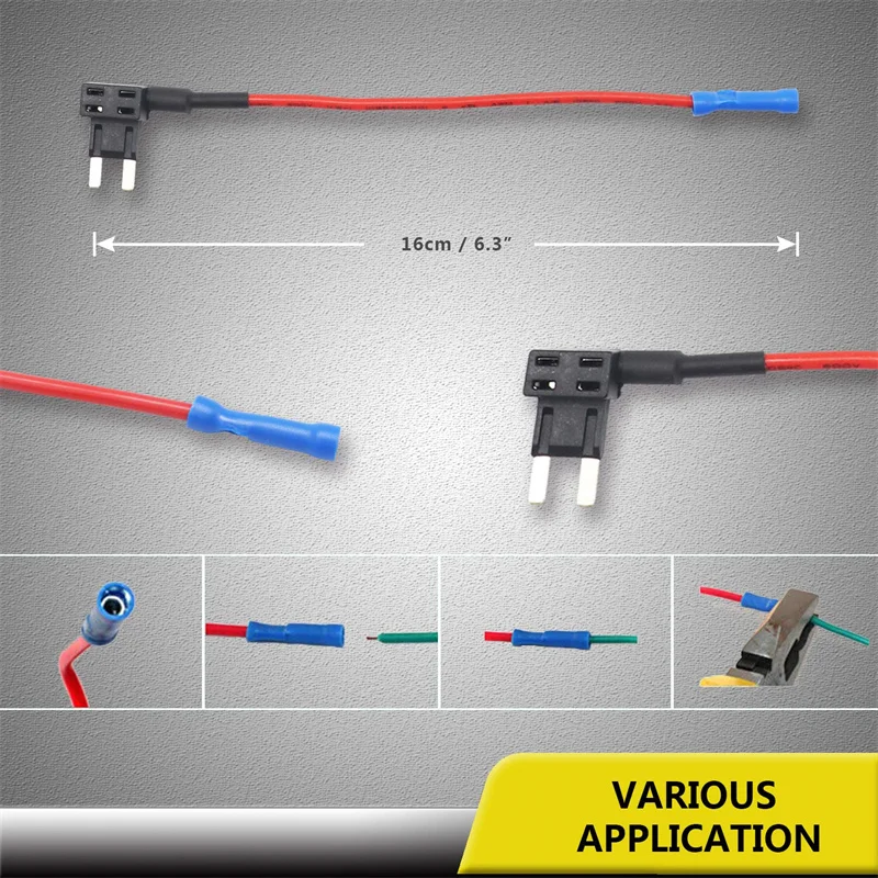 10 Pack 12V Car Add-a-Circuit Fuse Tap Adapter Micro ATS Blade Fuse Holder with 10pcs 10A, 20A Fuses Micro Size 12V Fuse holder