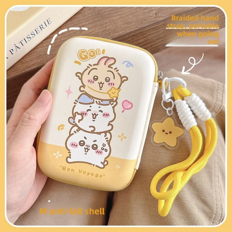 Cute Chiikawa Cartoon Earphone Data Cable Storage Bag Portable Digital Gadget Organizer Pouch for Travel Business Trip Daily Use