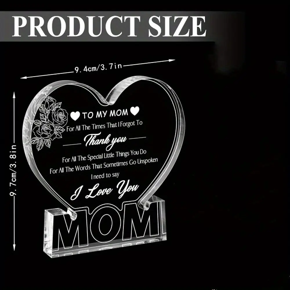 Heart Acrylic Mom Gift from Daughter & Son Ideal for Birthday, Thanksgiving, Christmas, Valentine's Day & Mother's Day