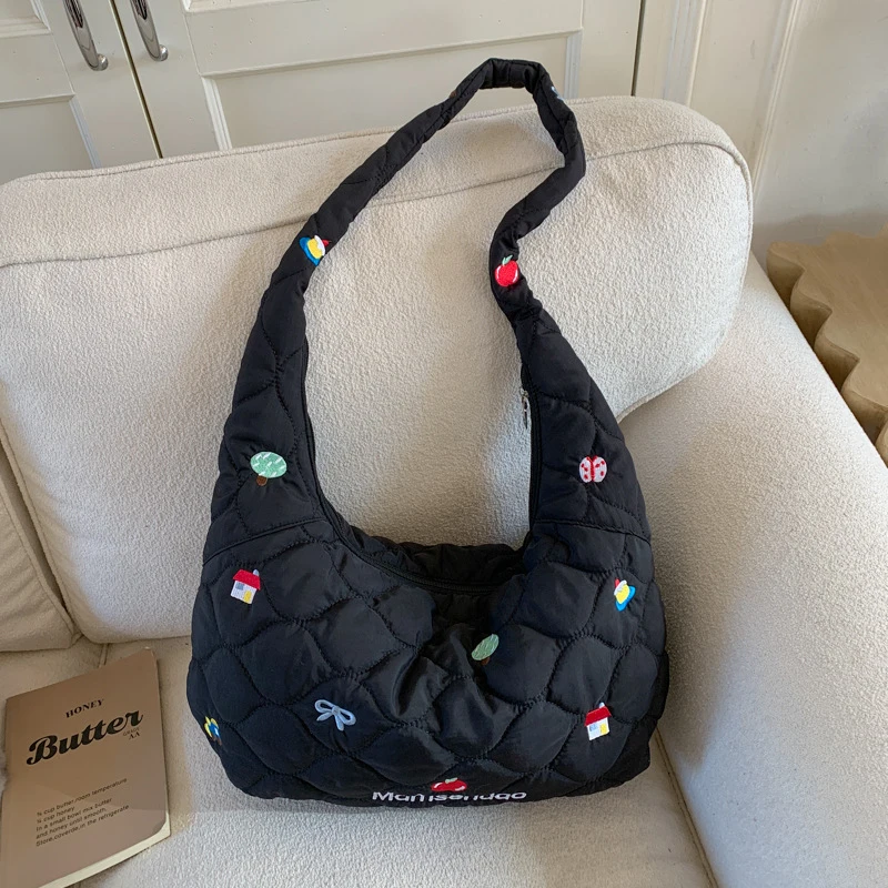 

Large-capacity down bag for women2025New autumn and winter niche single-shoulder crossbody bag for students, suitable for class