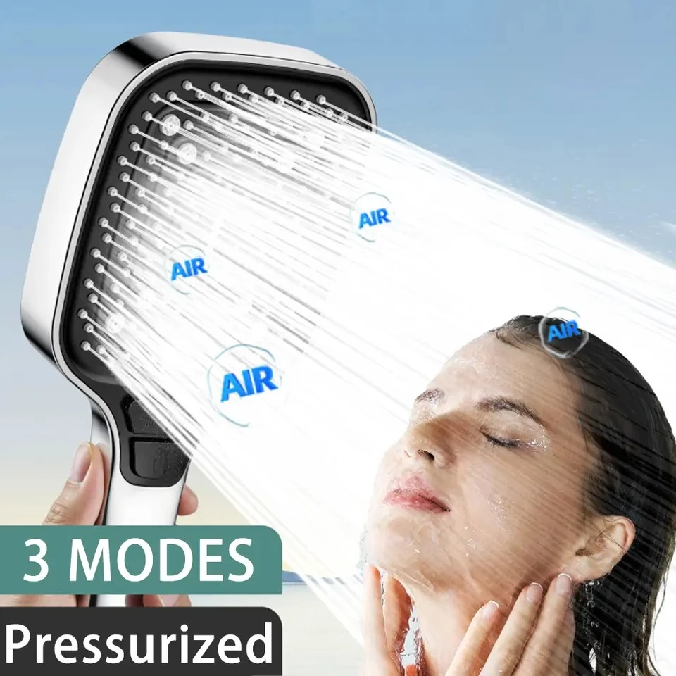 Kepala Pancuran Bertekanan Tinggi 3 Mode Dapat Disesuaikan, Kepala Pancuran Bertekanan Besar Hemat Air, Aksesori Kamar Mandi