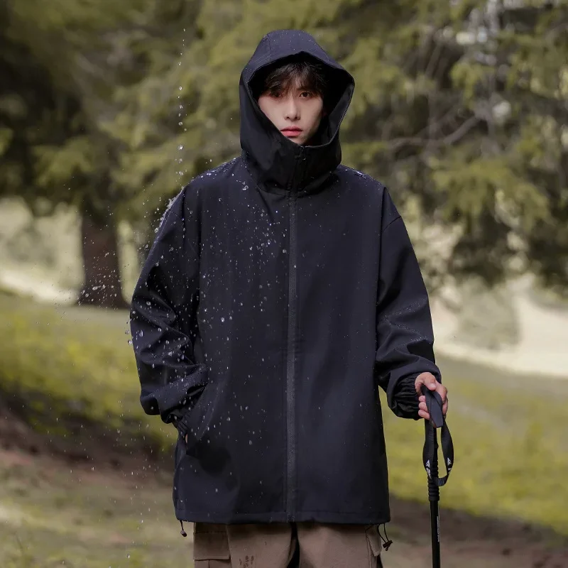 

2025 Autumn New Cityboy Outdoor Waterproof Hooded Jacket Teenagers Solid Color Jacket Men Waterproof Jacket Men