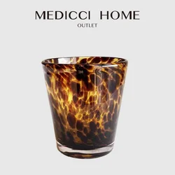 Medicci Home Amber And Black Leopard Hurricane Hand Blown Water Glasses Medieval Style Glassware Luxury Wine Cups For Party Bar