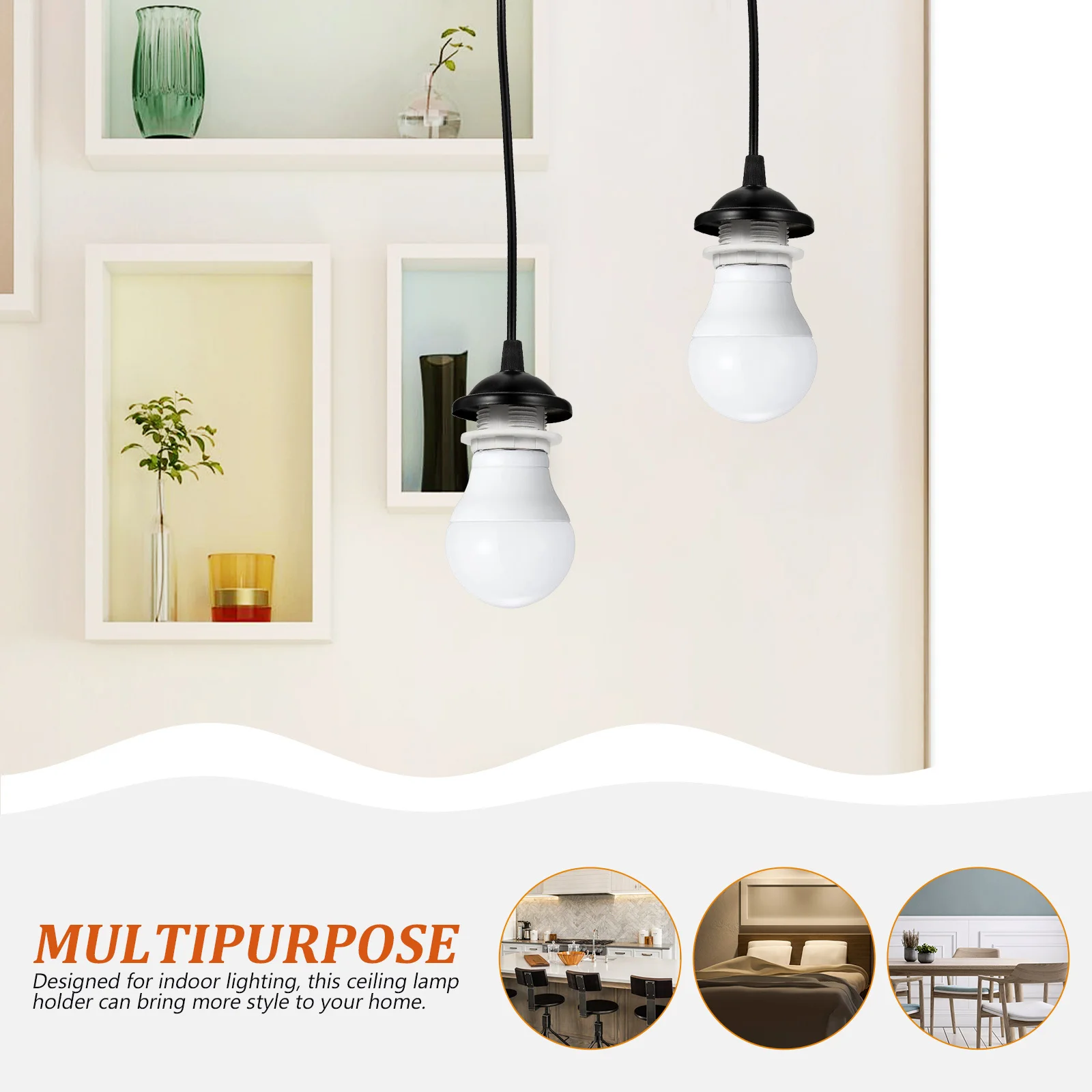 

2pcs E27 Ceiling Hanging Light Fixtures Metal Abs Rustproof Adjustable Cable Pendant Lamp Holder For Led Bulbs Industrial