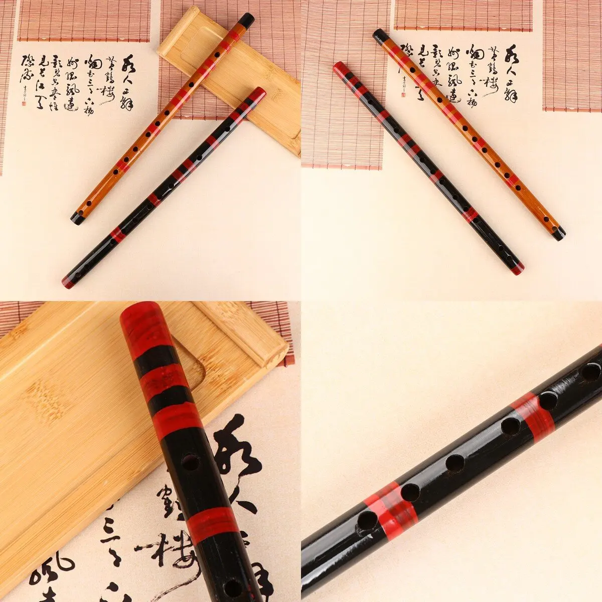 1Pc Chinese Traditional 6 Holes Bamboo Flute Vertical Flute Clarinet Student Musical Instrument Wooden Color Flute For Beginner