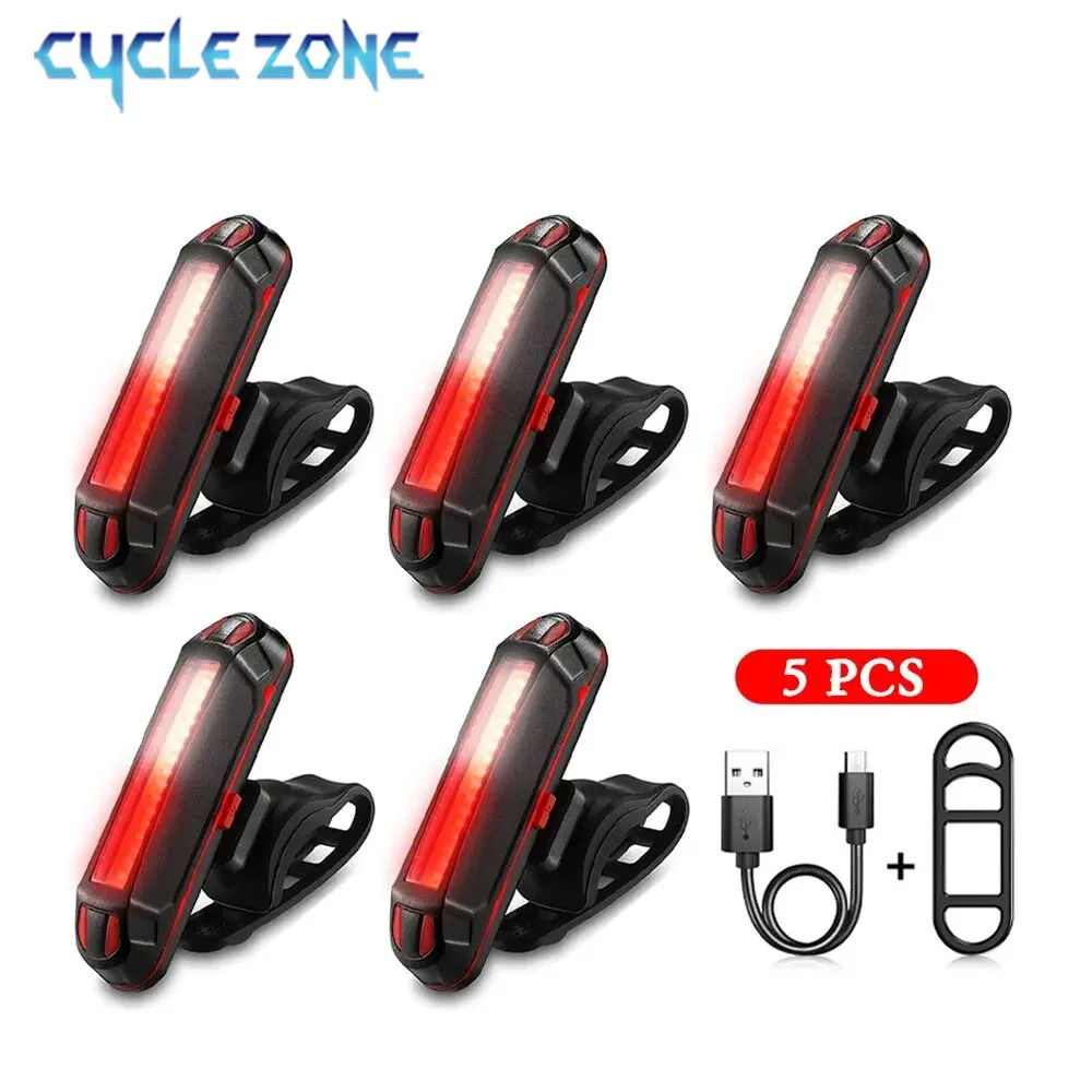 5pcs LED Bike Tail Light Set USB Rechargeable Helmet Bike Rear Lights Easy for Install Safety MTB Bike Cycling Lamp