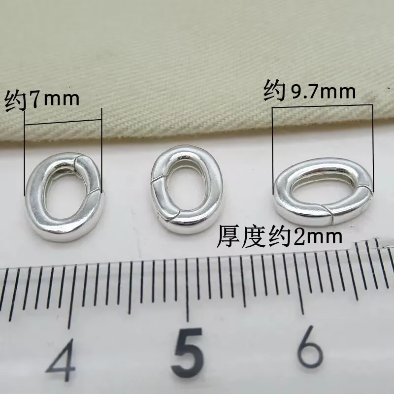 1PCS Solid 925 Sterling Silver Smooth Oval Spring Clasp DIY Necklace Bracelet Mechanical Leather Cord Buckle Silver Accessories - view 2