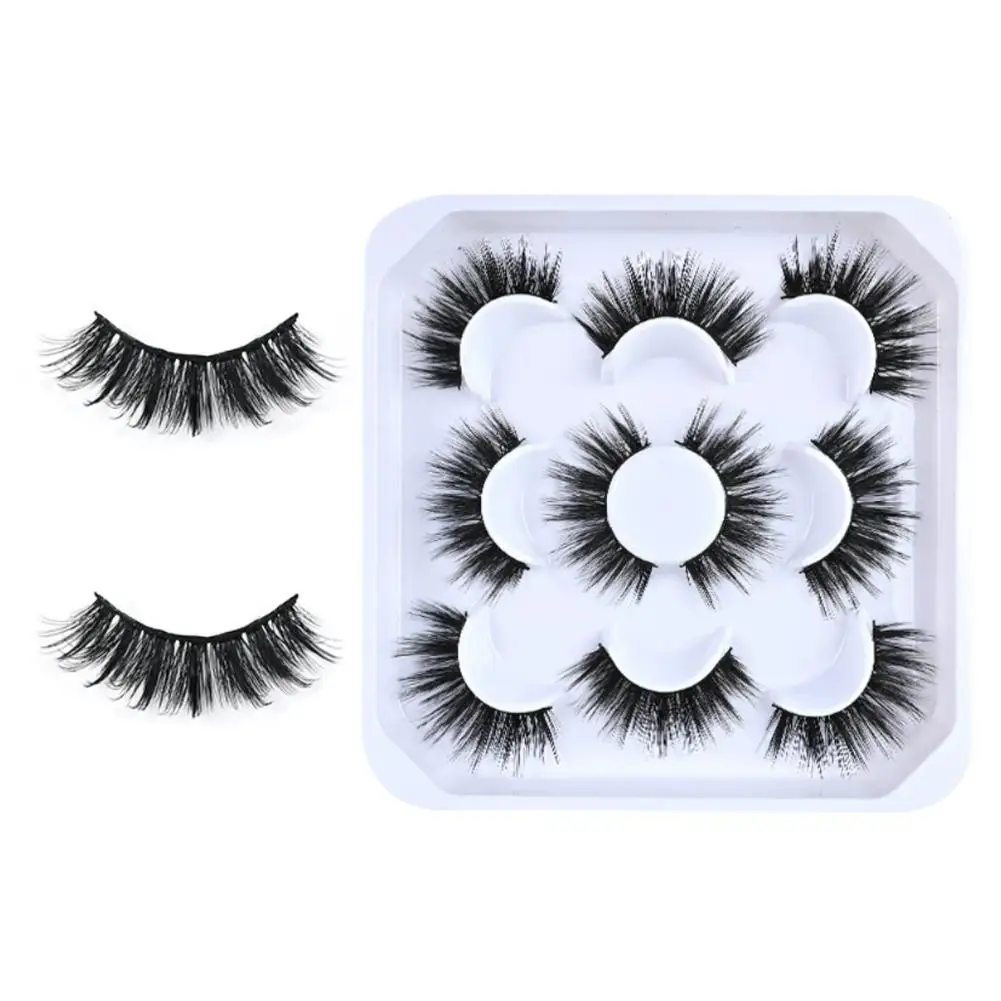 5 Pairs European Style One Piece False Eyelashes Natural 3d Thick And Fluffy Lashes Self Adhesive False Eyelashes Easy For Begin