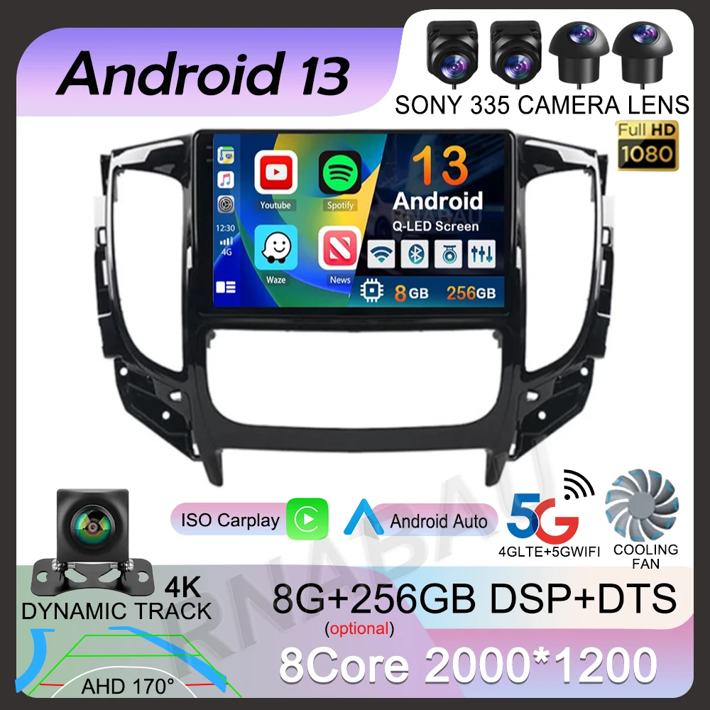 

Android 13 для Mitsubishi Pajero Sport 3 L200 5 Triton 3 2015 2016 2017 2018 2019 Carplay Автомагнитола мультимедийный видеоплеер GPS