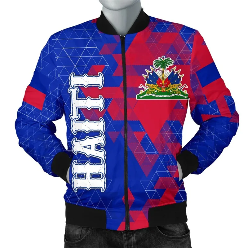 New 3D Printed Haiti Jacket National Flag Coat Of Arms Men Jiackets Women Long Sleeve Coat Kid Street Jacket Christmas Clothes