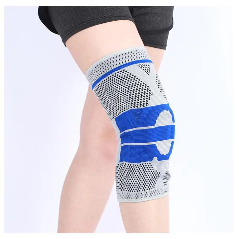 Silicone Padded Knee Pads Supports Brace Basketball Fitness Meniscus Patella Protection Kneepads Sports Safety Knee Sleeves