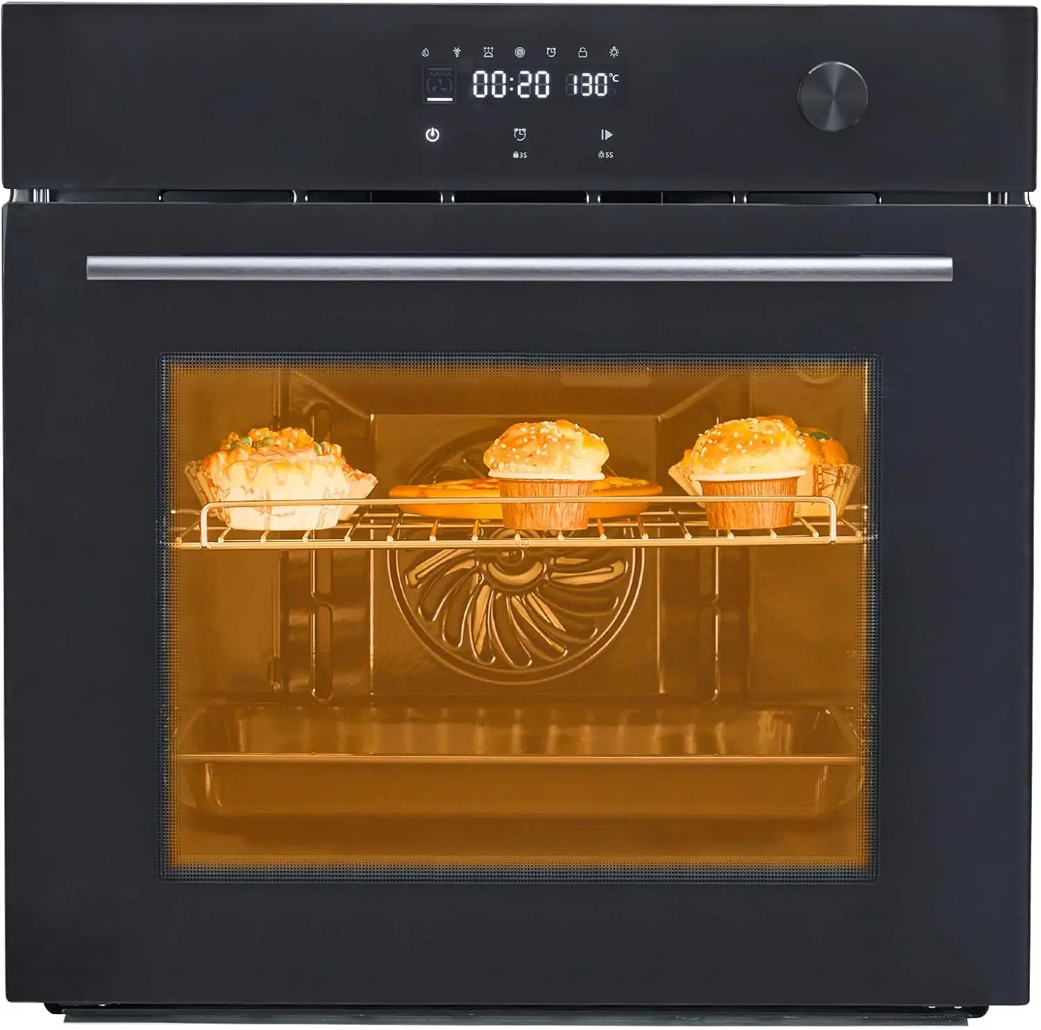 24-Inch Built-In Electric Single Wall Oven with Indoor Pizza Function, 2.5 Cu.Ft., 240V 3000W, Stainless Steel Finish, Sensor To