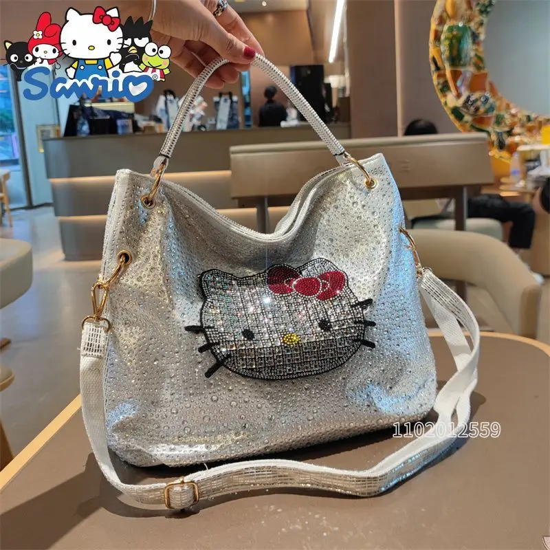 

Sanrio Hello Kitty New Women's Diamond Handbag Luxury Brand Fashion Women's Diamond Shoulder Bag Cartoon Shiny Women's Bag
