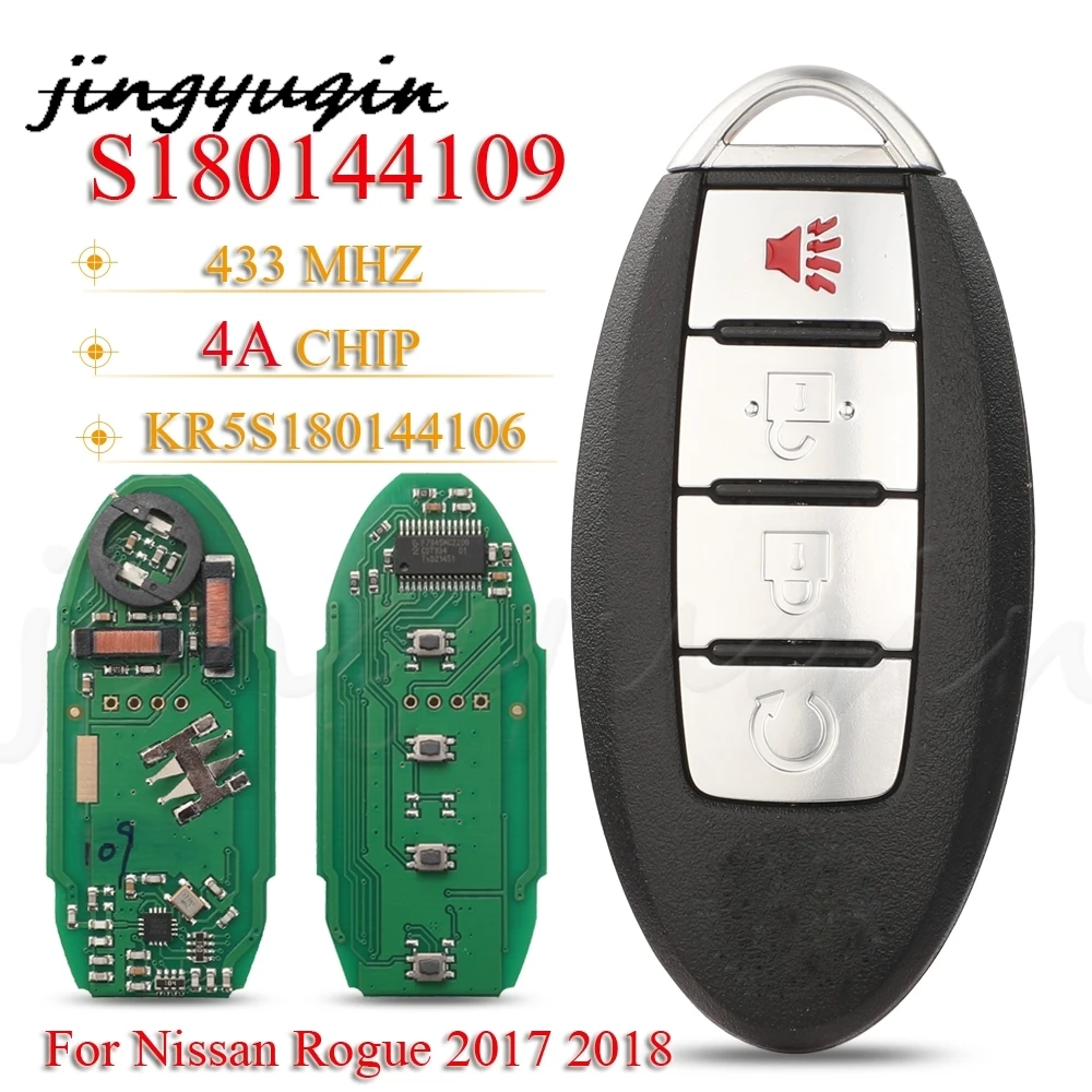 

jingyuqin S180144109 4BNT Proximity Smart Key Fob 433MHz 4A For Nissan Rogue 2017 2018 KR5S180144106 IC: 7812D-S180106