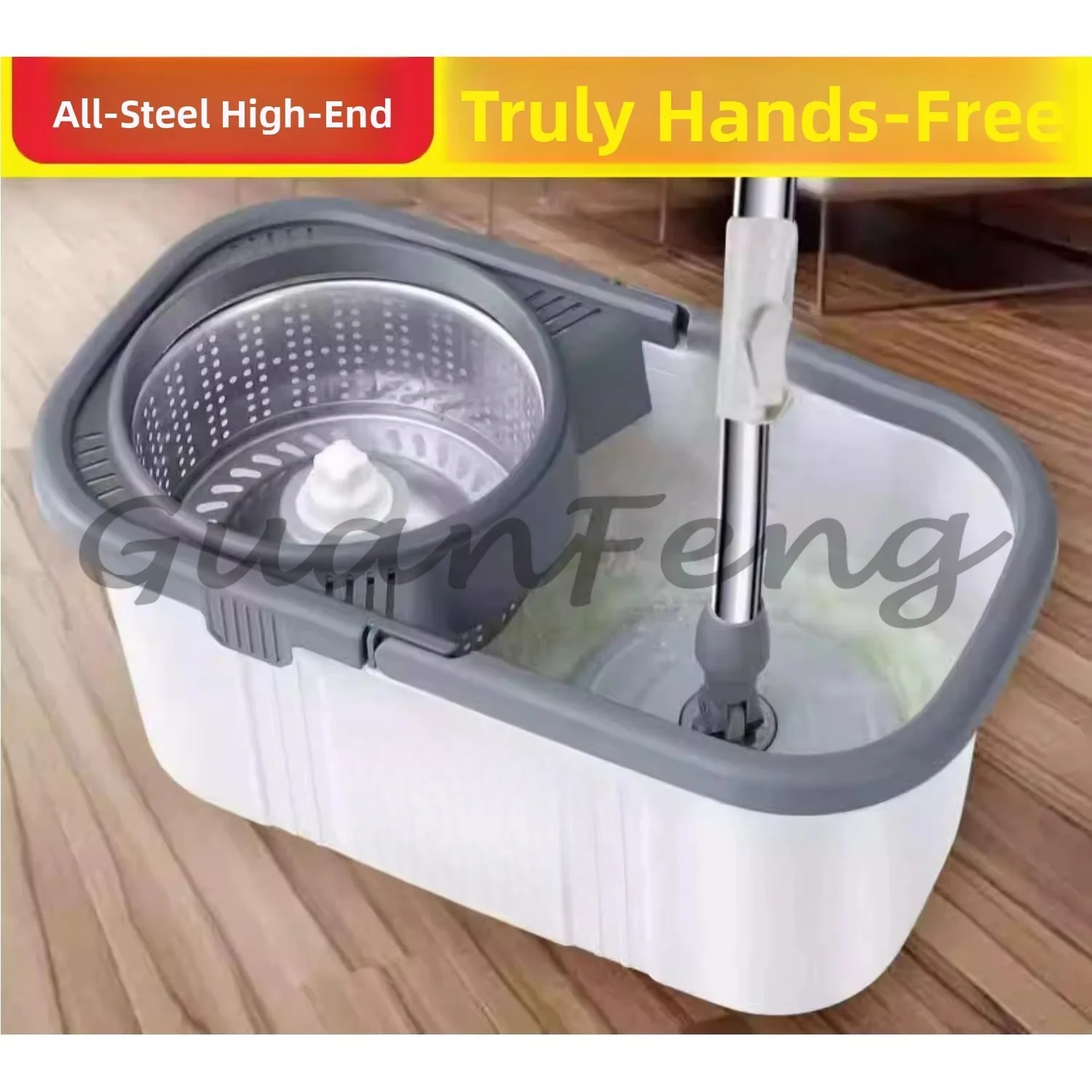 Household Rechargeable Spin Mop Bucket, Thickened Dual Drive Rotating Floor Cleaning Tool