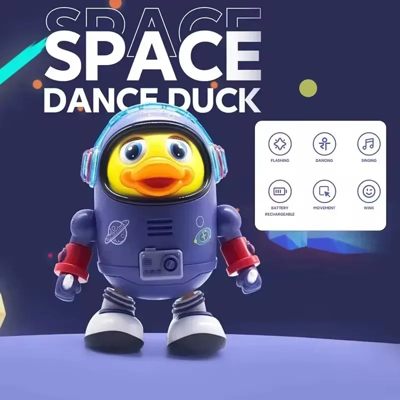 TOPMAYA 子供用スペースミュージックライトスイングダンスリトルかわいいアヒル宇宙飛行士電動人形早期教育