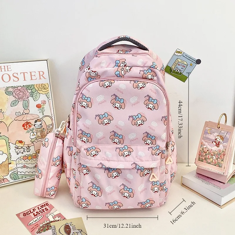 Sanrio Kuromi Hello Kitty Cinnamoroll Printing Backpack Anime Preppy Schoolbag High Capacity Kawaii Travel Knapsack Pencil Bag