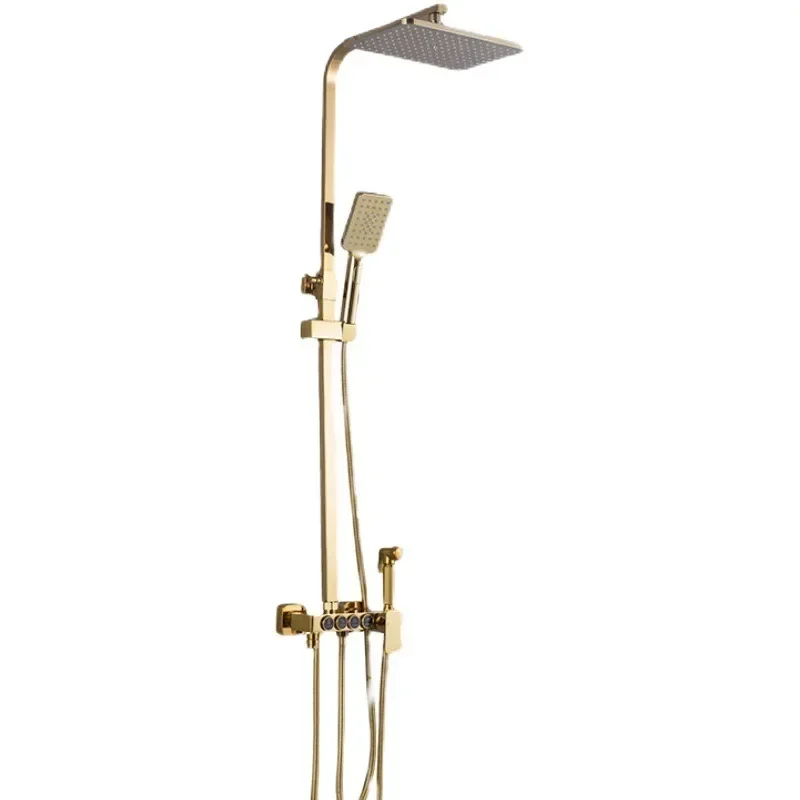 

All-copper intelligent digital display thermostatic shower shower set, household pressurized gold hot and cold