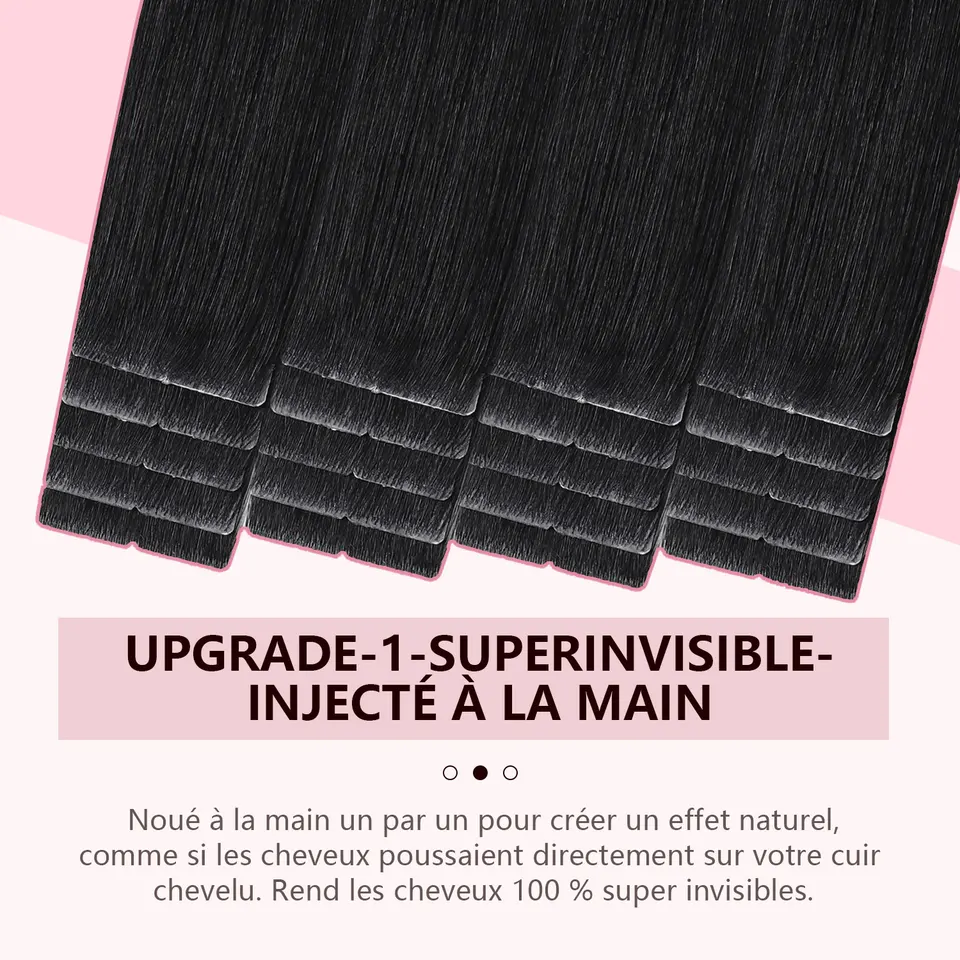 Extensión de Cabello Natural Adhesiva Sweetmet 3ª Generación Pro3.0 20 piezas 30g-50g 35cm-55cm Banda Adhesiva Invisible Extensión Adhesiva Cabello Natural 2