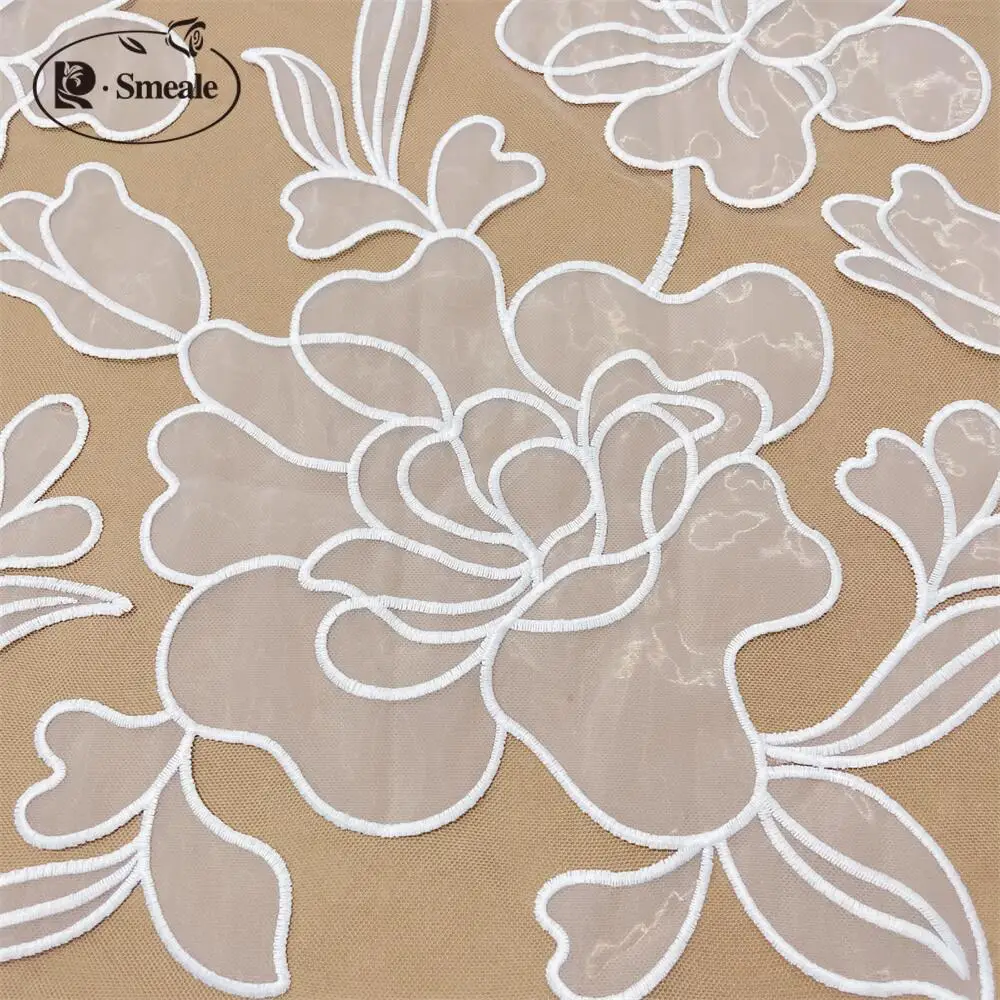 1 Yard = 1 Pack. High-End-Design, weißer Spitzen-bestickter Stoff, handgenäht, DIY-Mode, Hochzeitskleid, Modenschau, Spitzenstoff RS4358 – Detail 3