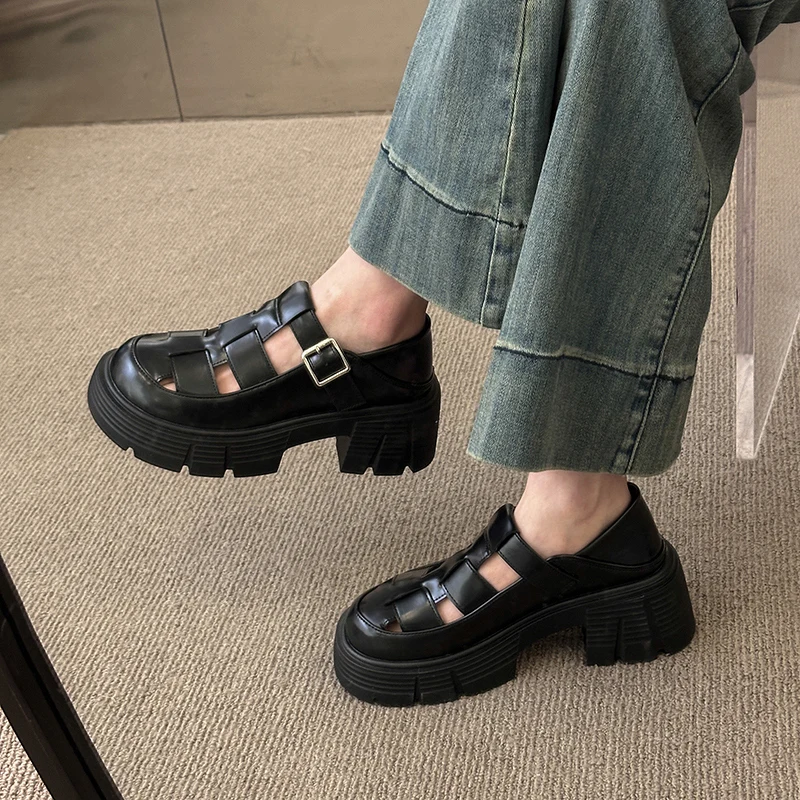 

Woven Toe Roman Sandals Women's Summer New Thick Bottom Platform Shoes Soft Bottom Beach Breathable Casual Hollow out Sandals