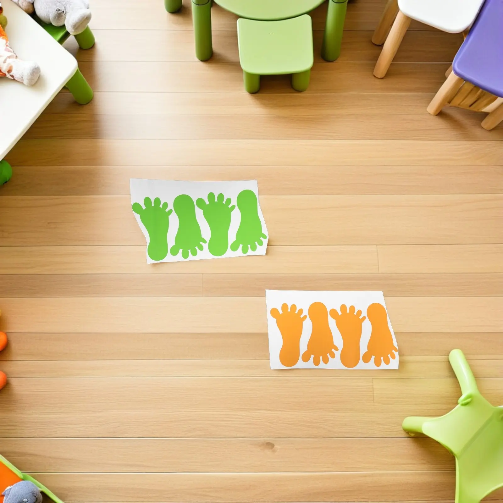 

14Pairs Footprint Stickers for Preschool Colorful Self Adhesive Floor Decals Classroom Kindergarten Walkway Educational Floor