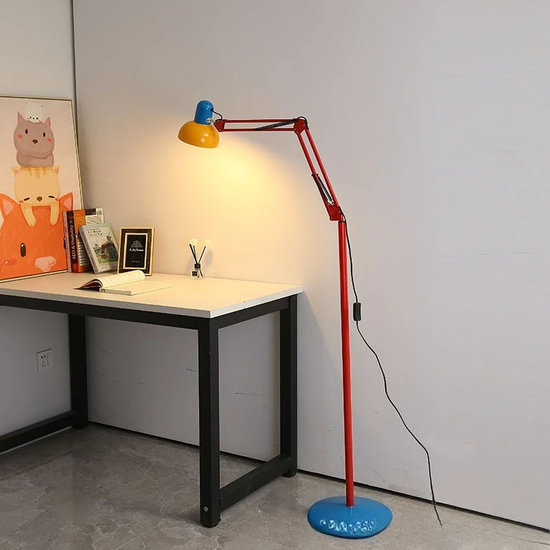 Memphis Colorful Wrought Iron Rocker Arm Floor Lamps Moden Living Room Bedroom Restaurant Office Eye Protection Standing Lights