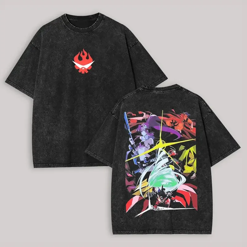 Anime Tengen Toppa Gurren Lagann Kamina Yoko Littner Graphic Tee Men Women Washed Cotton Tshirt Casual T-shirt Harajuku T Shirt