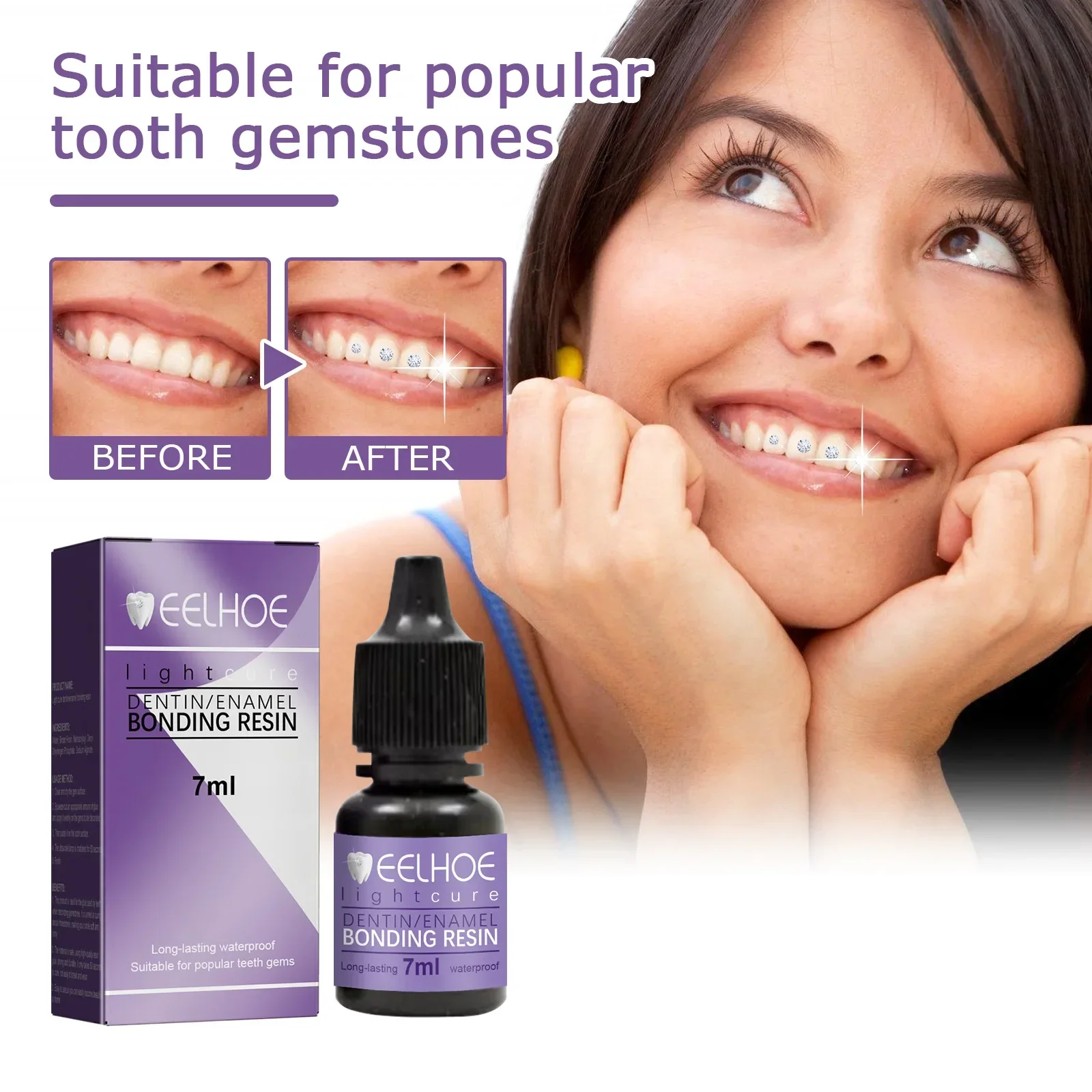 Cola dental para pedras preciosas, adesivo dental para kit de pedras dentárias, cola para dentes, joias de cristal, resistente, gel ortodôntico