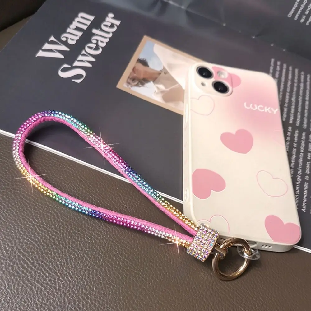 Fashion Keychain Rhinestone Phone Lanyard Bright Bling Bling Diamond Crystal Anti-lost Rope Hanging Cord Phone Accessories