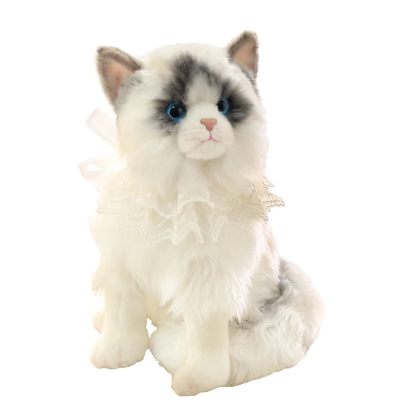 Leuke Simulatie Godin Witte Kat Pluche Pop Grote Marionet Kitten Kalmeert Huisdier Dieren Knuffel Pure Handgemaakte Verjaardagscadeau DY10080