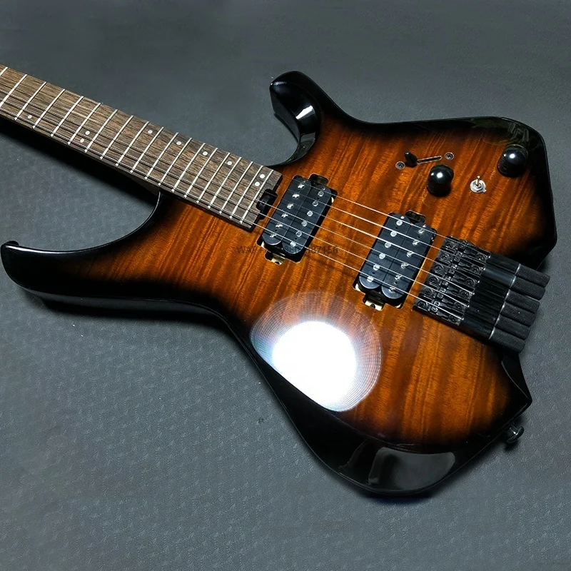 High Quality Cool Shaped Cheap Solid Body Unbranded Headless Travel 6 String Electric Guitar