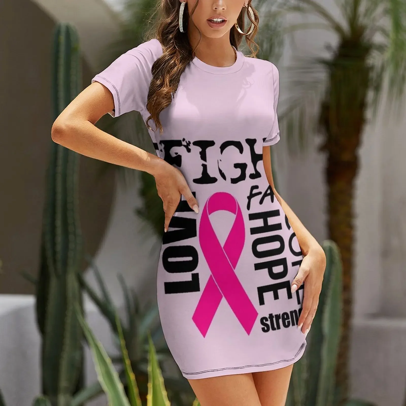 Camiseta motivacional contra câncer de mama vestido de manga curta vestido de verão vestido feminino 2025 vestidos elegantes para mulher