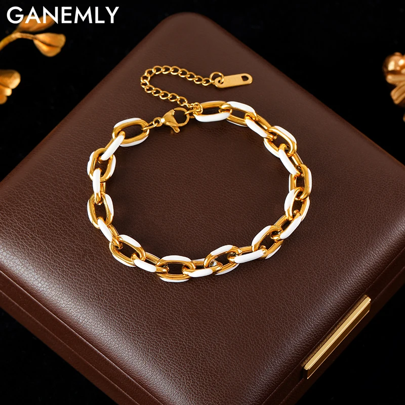 

EILIECK 316L Stainless Steel Link Chain Bracelets For Women Trendy Punk Waterproof Wrist Chain Bangles Jewelry Holiday Gift