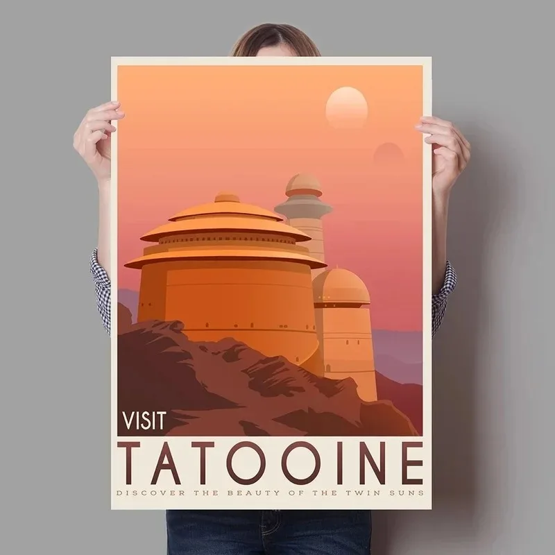 Arrakis الكثبان الرملية المشارك الرجعية السفر الرسم على لوحات القماش الجدارية شاير تاتوين صورة لغرفة المعيشة ديكور المنزل