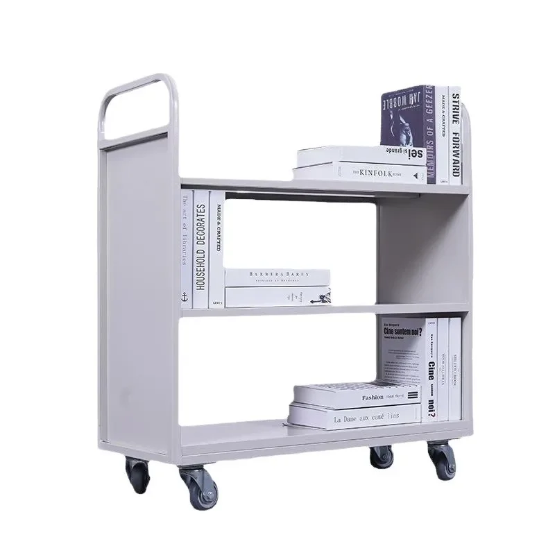 Office information Books trolley Steel V-T flat book ladder Library book cart Mobile silent file