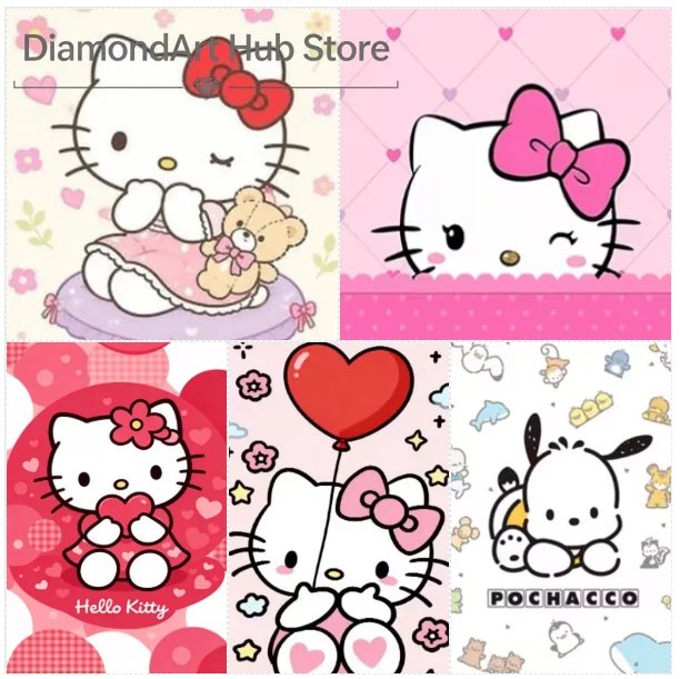 Sanrio Diamond Painting Kit Hello Kitty Pochacco Cute Cartoon DIY Diamond Art Home Wall Decor