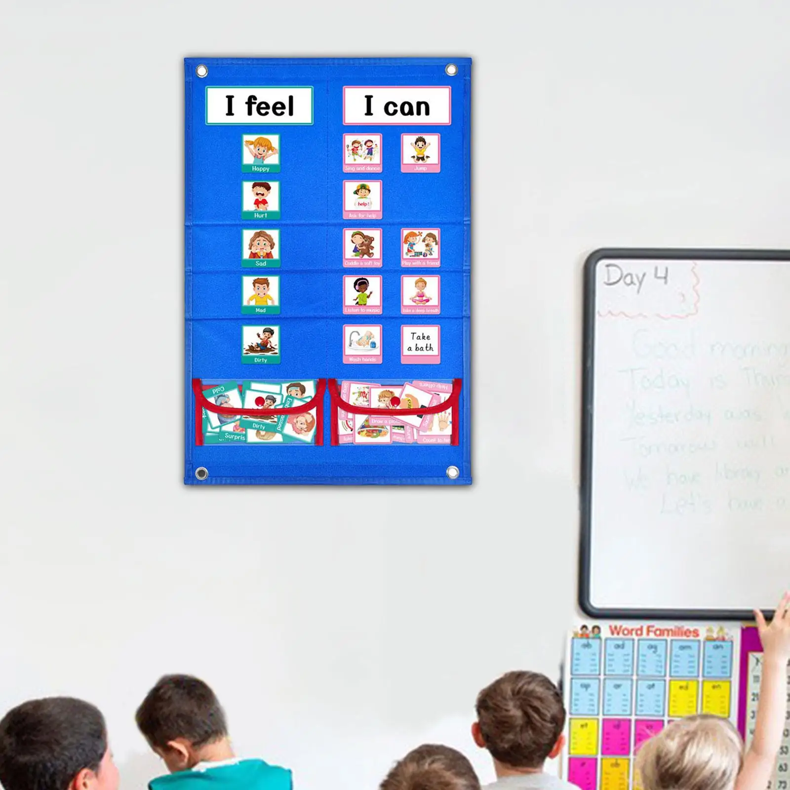 Tableau de poche de routine de calendrier visuel pour enfants, intéressant avec les cartes comportementales conflictuelles, tableau de calendrier 03, mur au sol de la maison