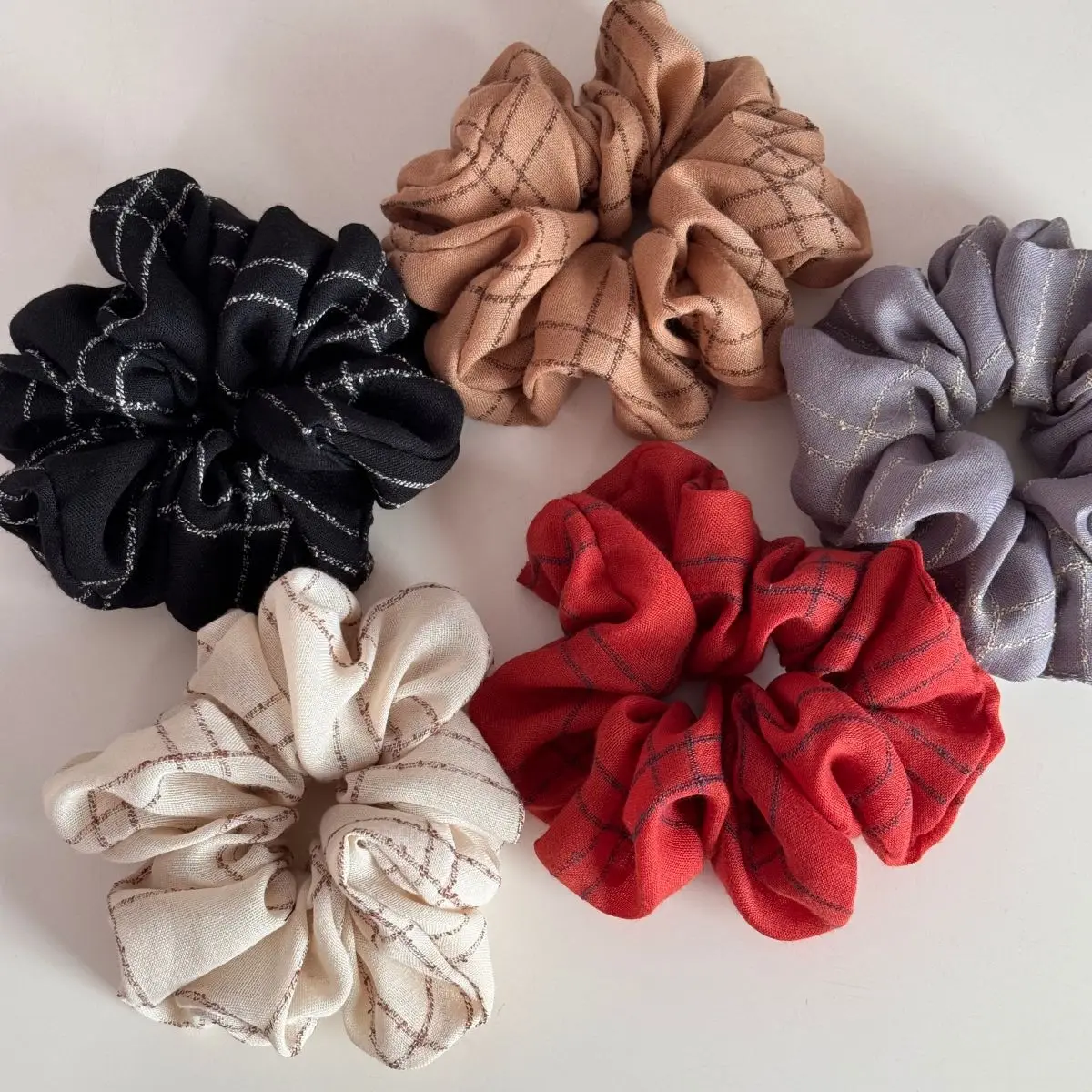 

Fashion Temperament Tulle Stripe Fabric Line Plaid Elastic Hair Rope For Sweet Girls Low Ponytail Hair Band Hair Accessories